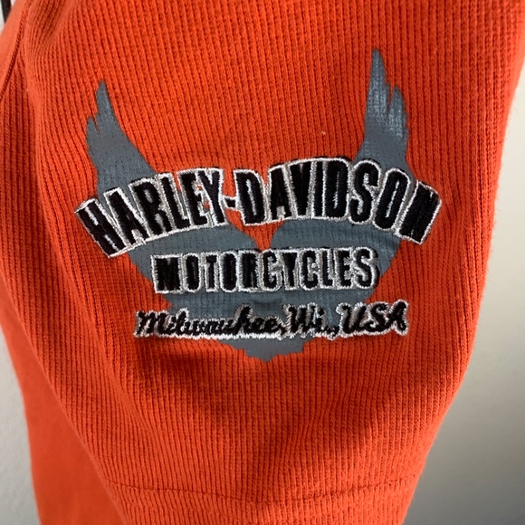 Harley Davidson Orange Ribbed Top - Picture 3 of 8